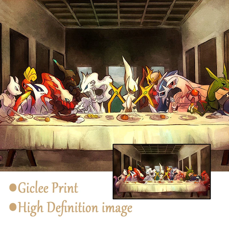 Pokemon Canvas Art Painting The Last Supper Modern Cartoon Anime Poster Mural Decoration Picture Children's Gifts Decorative Pokemon Canvas Art Painting The Last Supper Modern Cartoon Anime Poster Mural Decoration Picture Children's Gifts Decorative