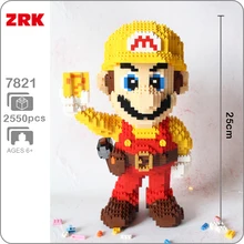ZRK 7821, видео игра, Супер Марио, желтый Марио, фигурка, 3D модель, сделай сам, 2550 шт., алмазные мини-строительные блоки, кубики, игрушки, без коробки
