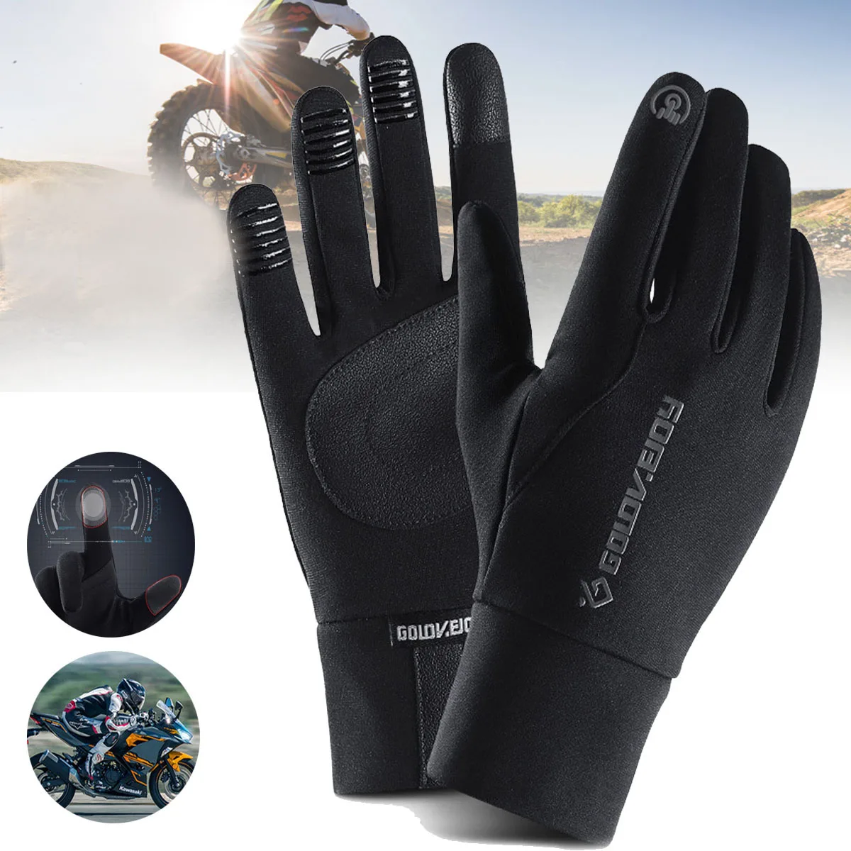 

new Motorcycle Gloves Warm Winter Waterproof Windproof Guante Motor Screen Full Finger Glove Motocross Motorbike Gloves