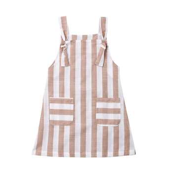 

Striped Chest Tie Pocket Strap Dress Girls Clothes Summer Casual Sundress Outfit for Toddler Baby Girl Kids
