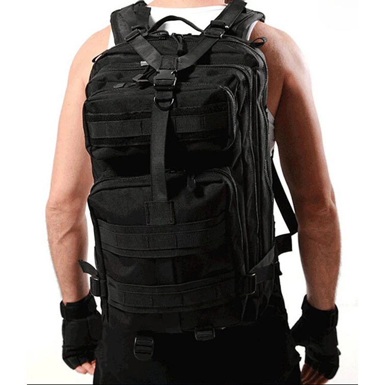  TOP-Men Outdoor backpack Military Backpack Camping Hiking Hunting Trekking Backpack (Black)