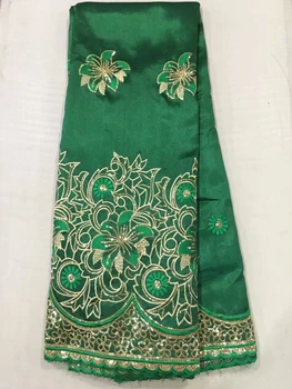 

green Nigerian Lace For Wedding Free Shipping African George Lace Fabric With Sequin High Quality 2017 Indian George 5yard/lot