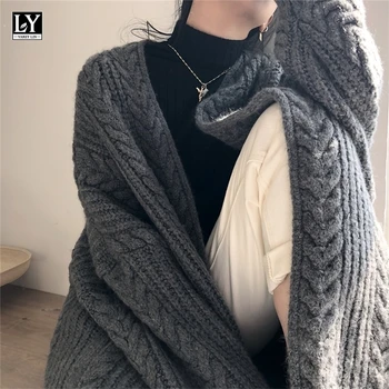 

LY VAREY LIN New 2020 Women's Sweaters Autumn Winter Fashionable Bat Sleeve Cardigans Oversize Warm Wild Knitwear Tops