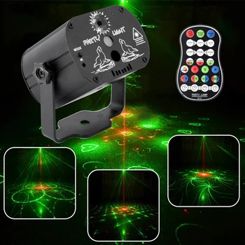 

60 Patterns RGB Stage Lights Voice Control Music Led Disco Light Party Show Laser Projector Lights Effect Lamp with Controller