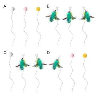 

-3 Piece Attachment Set Funny Replacements For Automatic Teaser Cat Wand Toy, Feather / Ball H1