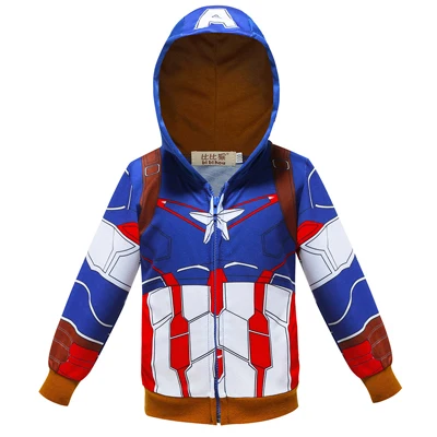 Мстители 4 с изображением Капитана Америки, Марвел «Железный человек» с Дартом Вейдером из «Человек-паук», футболки на мальчиков толстовки с капюшоном и пальто для новорожденных мальчиков, куртки с капюшоном на осень для мальчиков - Цвет: JK003-Blue