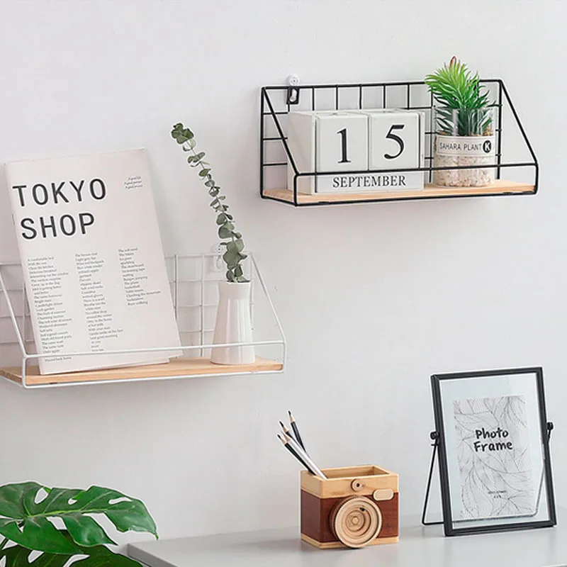 

Simple Wrought Iron Grid Wall Shelf Creative Living Room Wall Hanging Storage Rack Storage Holders Free Shipping