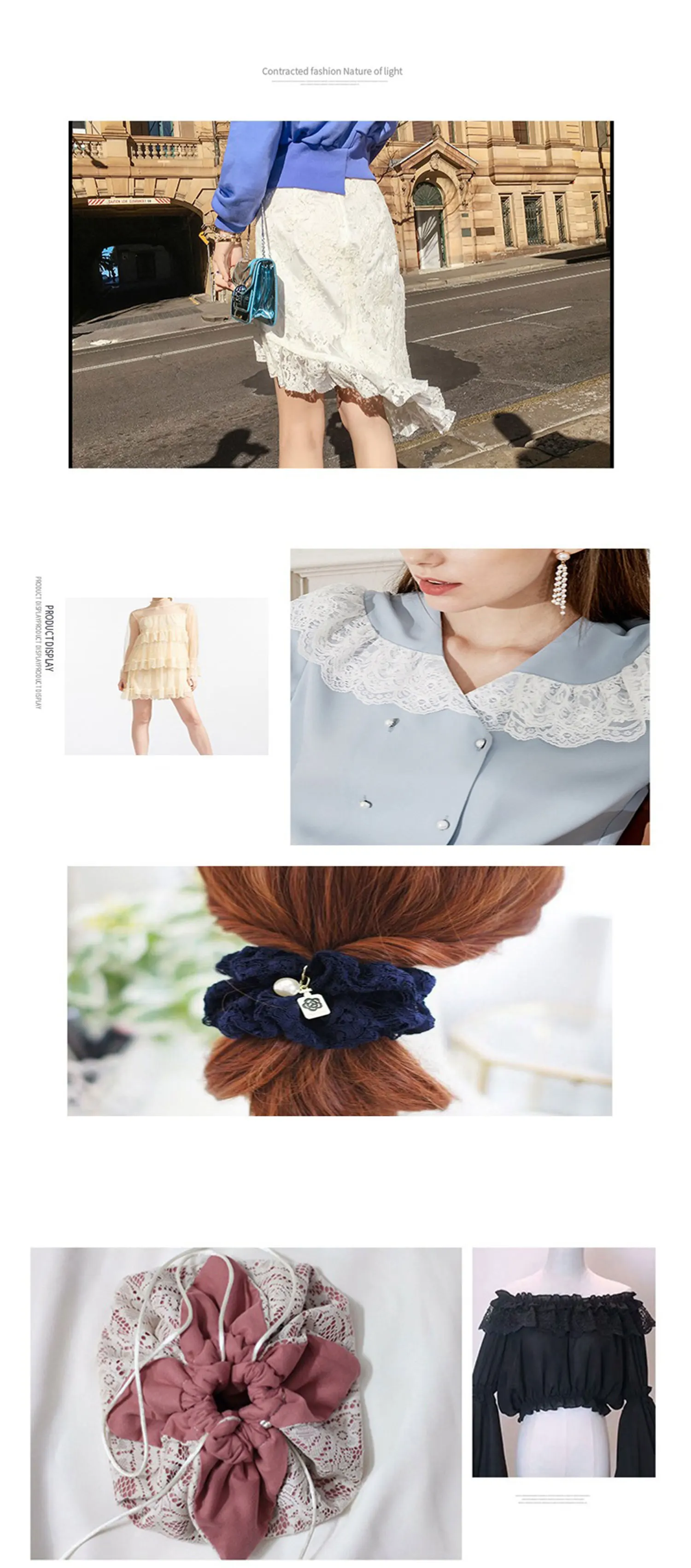 Description Picture 2 of itemNew 1Yard Flower Pattern 8CM Wide Elastic Lace Fabric Ribbon Lace Trim Ribbon Diy  African Fabrics Stretch Lace for crafts