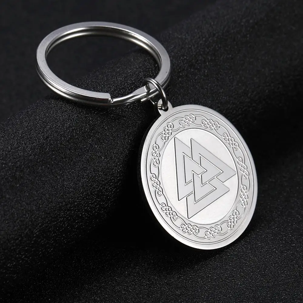 

SKYRIM Viking Irish Knot Valknut Keychain Stainless Steel Pagan Amulet Charm Key Ring Holder Pendant For Bag Gift for Men Women