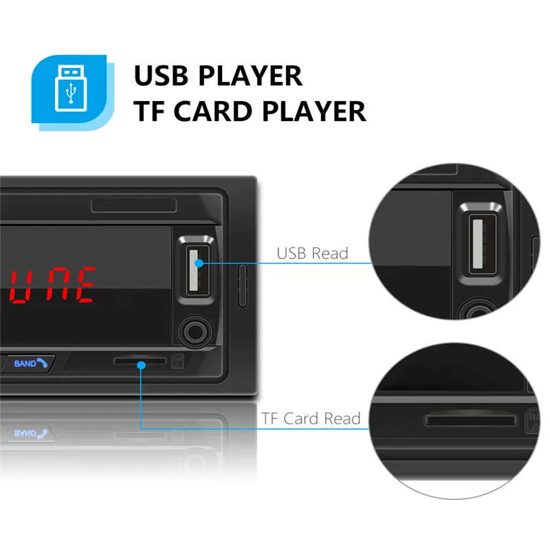 Autoradio Car Radio Stereo Bluetooth FM Aux Input Wireless Audio Receiver TF USB 12V In-dash 1 din Audio MP3 Multimedia Player