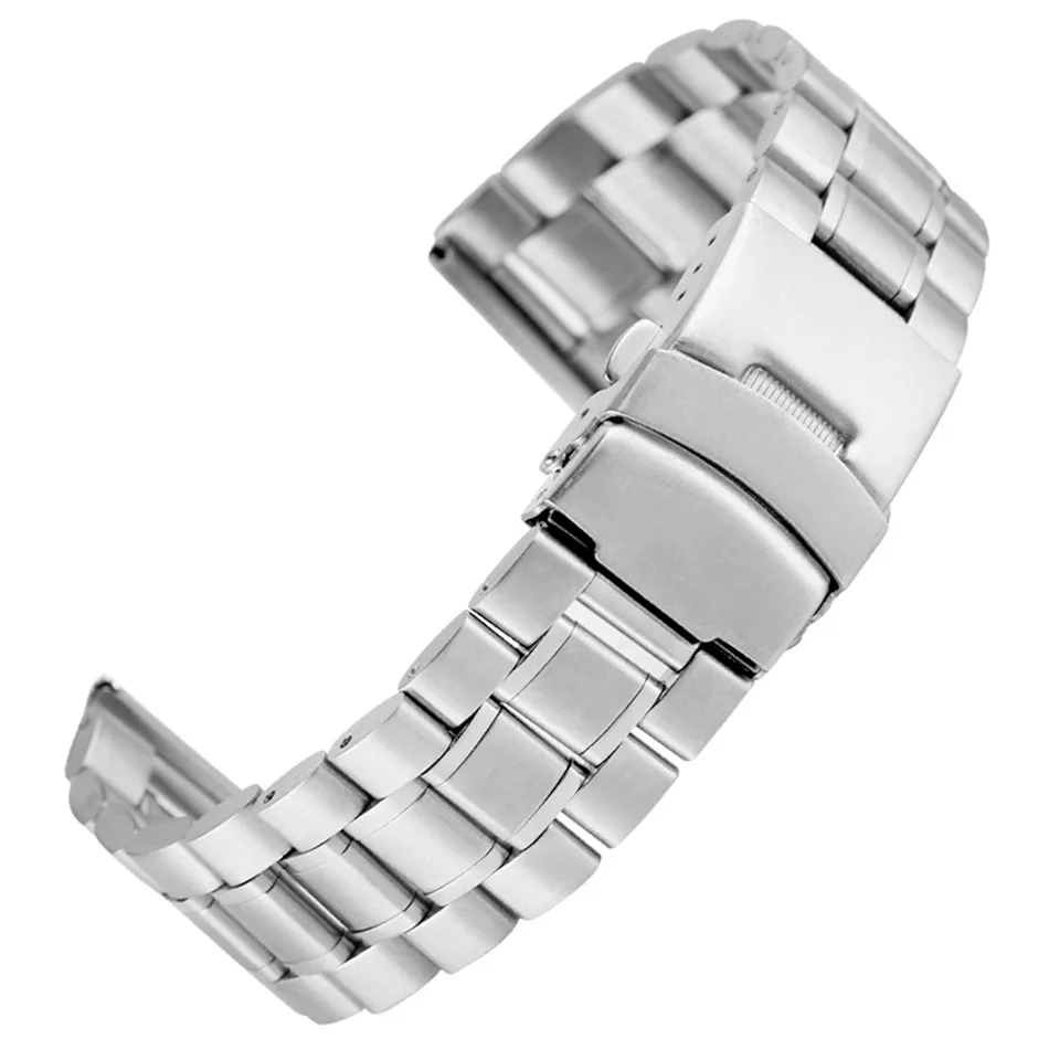 

18/20/22mm Width Watch Straps Folding Clasp Stainless Steel Watch Bands High Quality Metal Watch Wristband Replacement Band