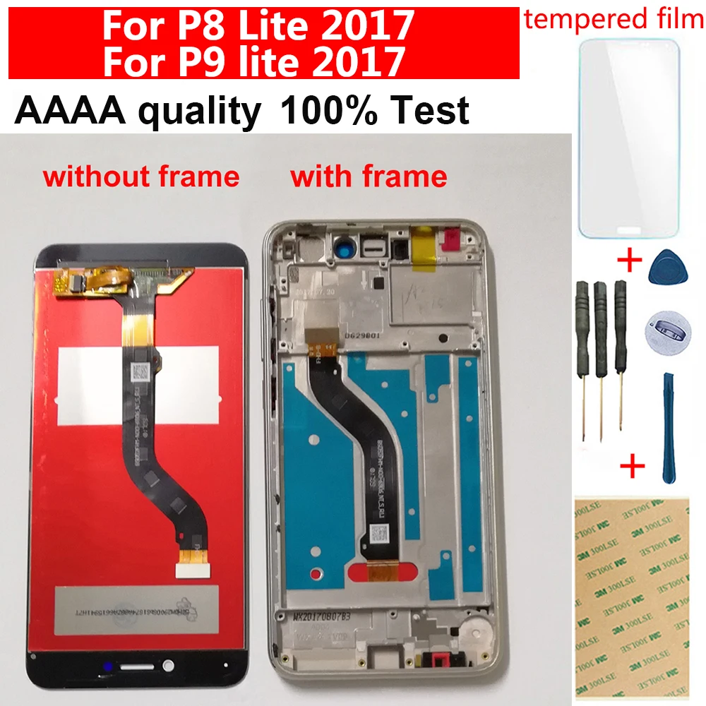 Цена Для huawei P8 Lite 2017 ЖК дисплей Экран P9 lite 2017 ЖК дисплей Дисплей PRA LA1 PRA LX1 PRA LX3 Сенсорный экран планшета Сенсор сборка Рамка