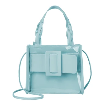 

2pcs/Set Women Transparent Clutch Totes Classic Texture Creative Design Chic Leisure PVC PU Jelly Shoulder Crossbody Handbag