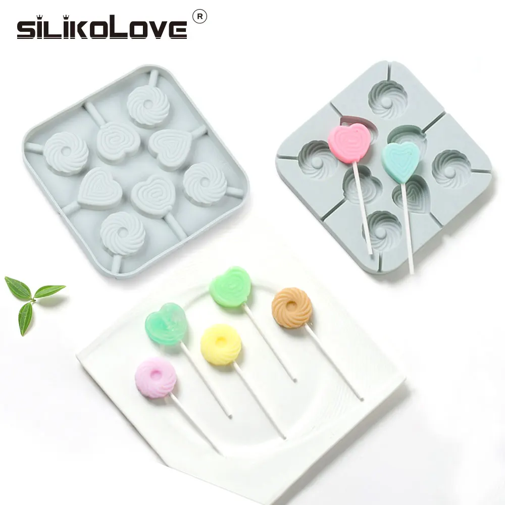 

SILIKOLOVE Silicone Lollipop Mold New Shape For Lollipops 3D Heart lollipop Mold Roud Sugar Lollipop Molds With Sticks
