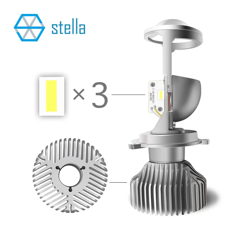 Stella h4 светодиодный объектив 12V 72W фары для 8000LM 5500k h4 линзы проектор высокой/ближнего света светильник лампы авто светодиодный лампы для автомобилей головной светильник лампы светодиодный