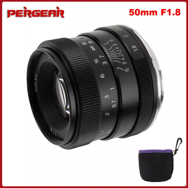 Pergear 50mm F1.8 Manual Focus Prime Fixed Lens Compatible with Olympus and Panasonic Micro Four Thirds MFT M4/3 Cameras 