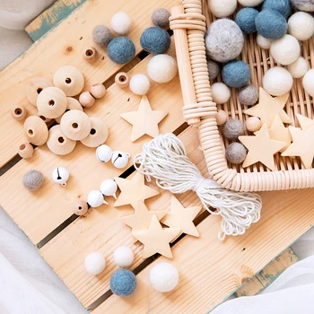 

Baby Wooden Handmade DIY Star Bed Bell Rattles Play Fitness Baby Toys Wind Chimes Mobile Activity Stroller Accessories