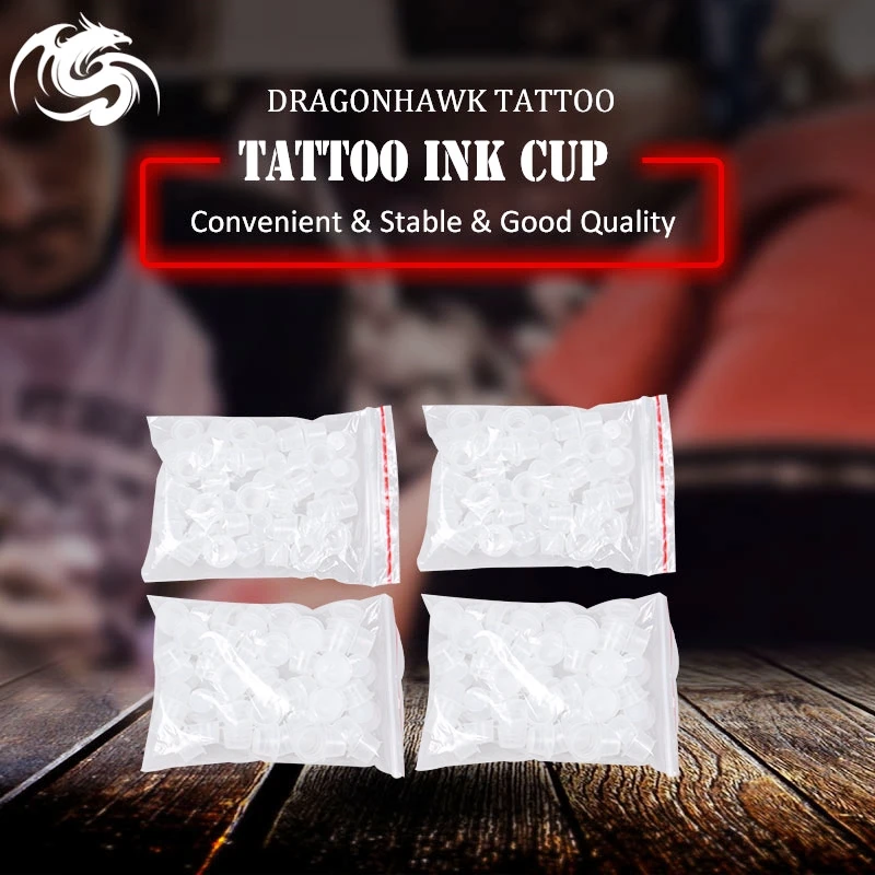 200Pcs Tattoo Supplie Plastic Ink Cups Pigment Cup White Medium Small for Needle Tip Grip tattoo fullbody white табурет