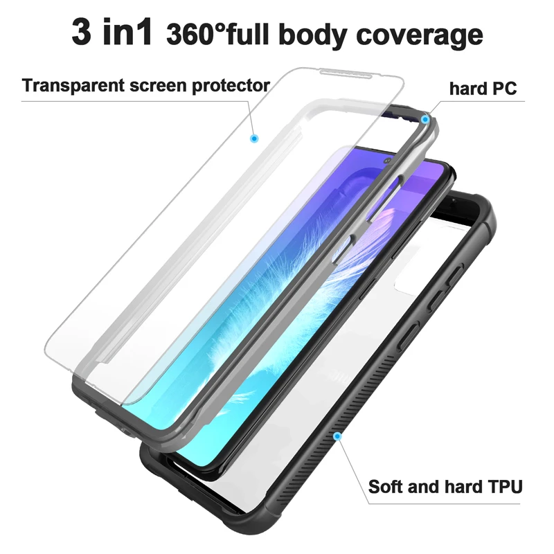 Shockproof Case For Samsung Galaxy S8 S9Plus S10 S10e S20 S20ultra Kickstand Transparent Clear Back Cover Screen Full Protector