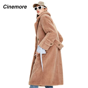 

CINEMORE 2020 Winter new arrival fur coat women outerwear loose clothing fashion style teddy bear long warm coat women K9062
