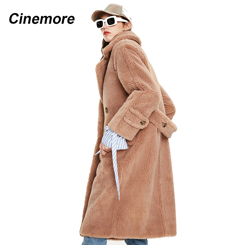 CINEMORE 2020 зима Женское меховое пальто длинное теплое с плюшевым мишкой свободная