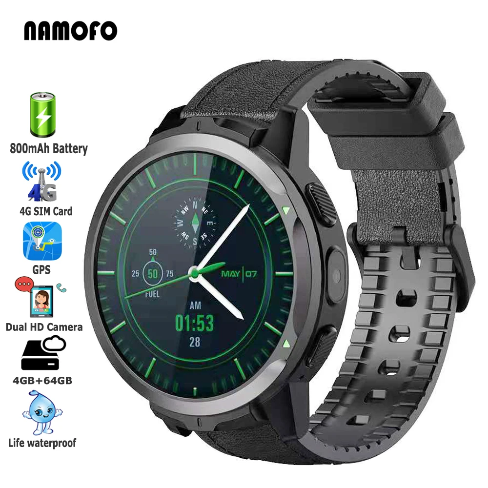US $228.39 2021 Newest 4G WIFI Smart Watch 4GB64GB MT6739 Quadcore 125GHz SIM Card 800mAh 5MP Dual Cameras GPS Sports Tracker Smartwatch