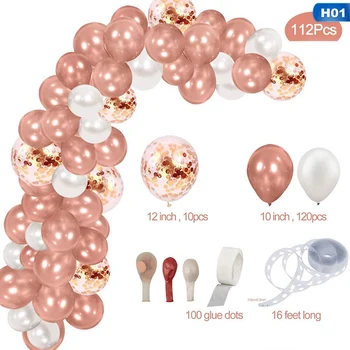 

130Pcs White Rose Gold Confetti Balloons Set Chrome Metallic Ballon Birthday Party Wedding Decoration Wedding Anniversary Global