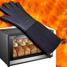 Длинные утолщенные Нескользящие силиконовые перчатки для микроволновой печи, не обжигающие, термостойкие перчатки с пятью пальцами, аксессуары для дома