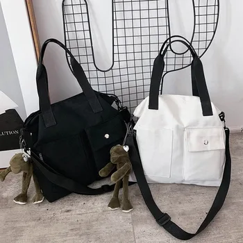 

Women Canvas Tote Ladies Casual Shoulder Bag Foldable Shopping Bags Cloth Cute Style Female Handbag