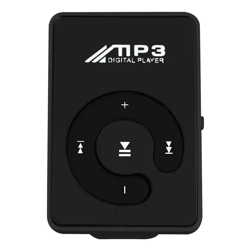 Мини Зеркало Клип USB цифровой Mp3 музыкальный плеер Поддержка 8 Гб SD TF карта черный