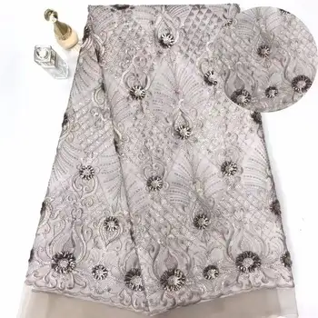 

3D Appliqued French Tulle Lace Fabric 2019 High quality Sequins Latest African Lace Handmade 3D Lace Fabric for Nigerian Party