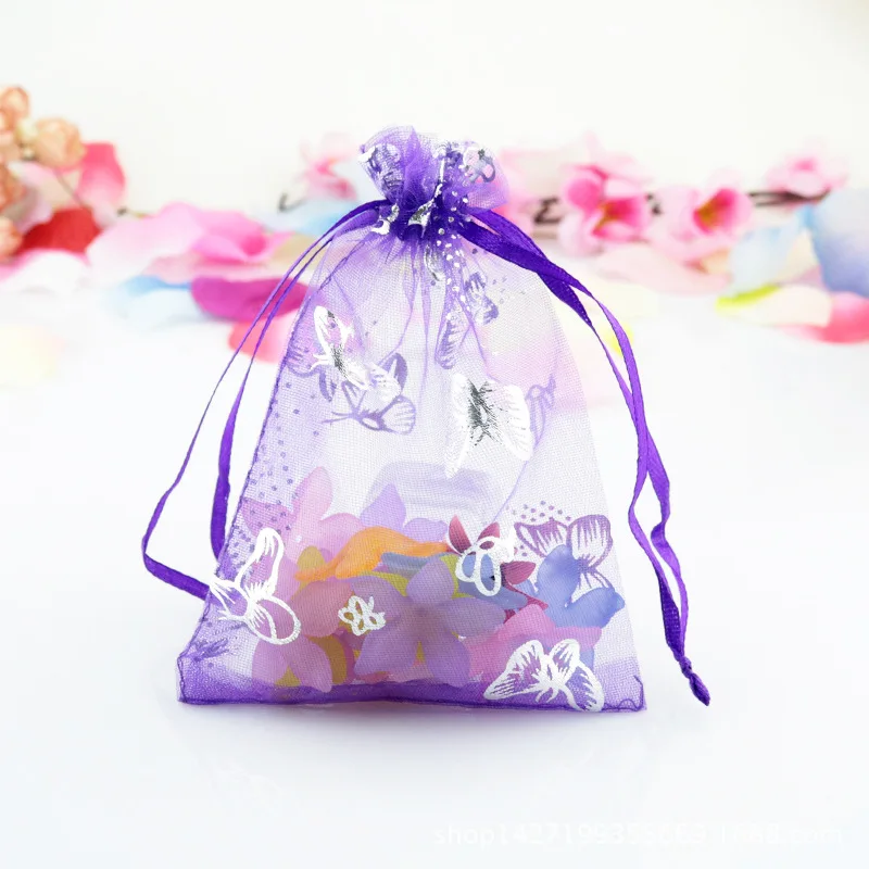 Details about   Butterflies White Bronzing Organza Pouch Wedding Favors Jewelry Gifts Bags Tulle 