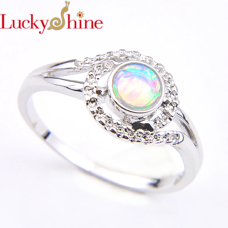 Luckyshine женские ювелирные изделия Круглые Кольца с опалом винтажное серебряное
