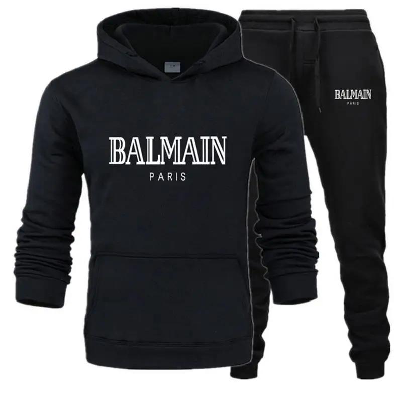 

Men Sets Balmain Print Sweatsuit Tracksuit 2019 Brand Sporting Suit Trackssuit Male Sportswear Jackets Hoodie And Pants