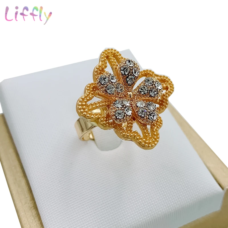 Koop Liffly Afrikaanse Bruiloft Sieraden Sets Mode Ketting Oorbellen Ring Armband Crystal Sieraden Charms Bloemvorm Sieraden Set