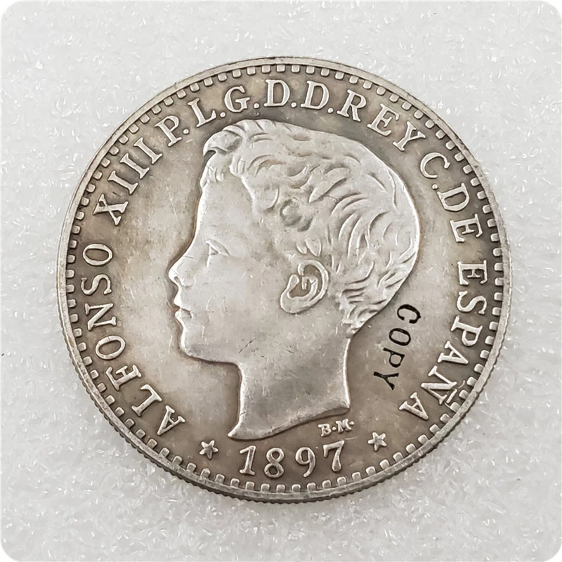 Jarra portugués trono 1897 PUERTO RICO UN PESO copia moneda|Monedas sin curso legal| - AliExpress
