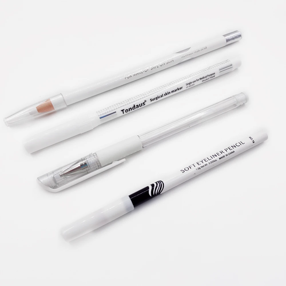 New White Surgical Eyebrow Tattoo Skin Marker Pen Tools Soft Eyeliner Pencil Microblading Accessories Permanent Makeup Supplier 0 5mm 1mm surgical skin marker eyebrow skin marker pen tattoo skin marker measure measuring ruler makeup tools