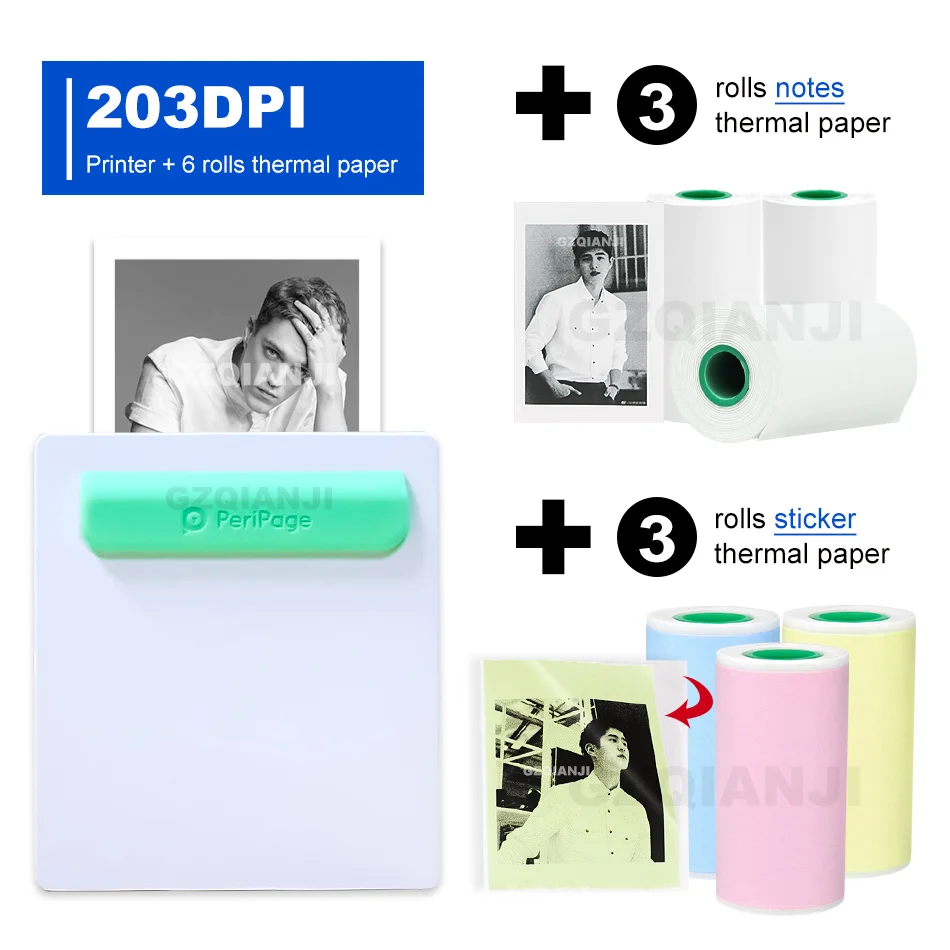 203-3notes3sticker-C Новое поступление фототермический принтер Бесплатный Appp Мини карманный чековый принтер 58 мм для телефона android iOS с функцией AR/power Bank - Цвет: 203-3notes3sticker-C