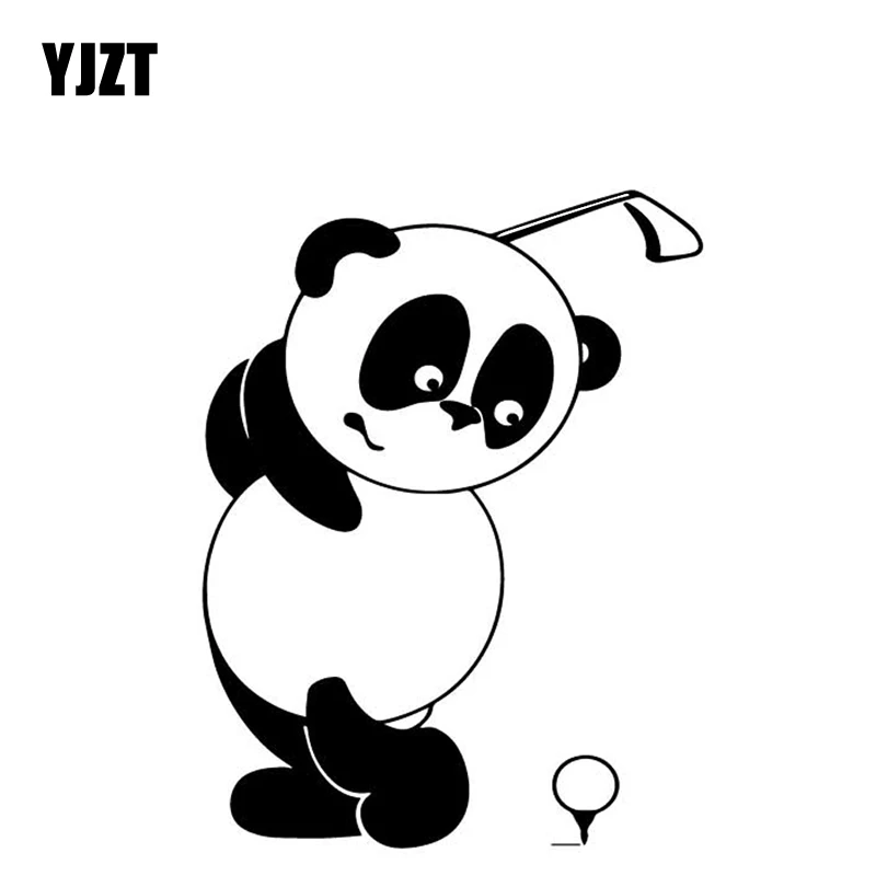 YJZT 11 9 см * 15 7 наклейки Pandas Play Golf Car с рисунком украшение для автомобильной двери