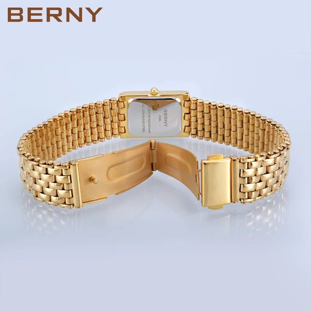 Gold Watch for Women Luxury Rectangle Women's Wristwatch Golden Quartz Clock Stainless Steel Ladies Watches Montre Femme 6