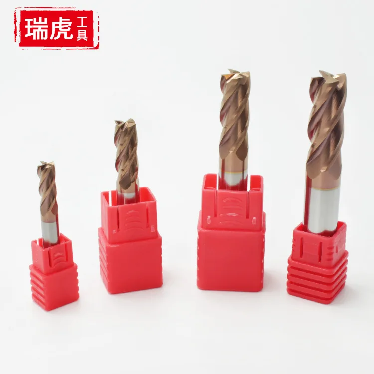 

55-Degree Paintcoat Tungsten Milling Cutter Four-Edged Straight-shank End Mill Metal Hard Alloy Tool Steel CNC Tool Flat