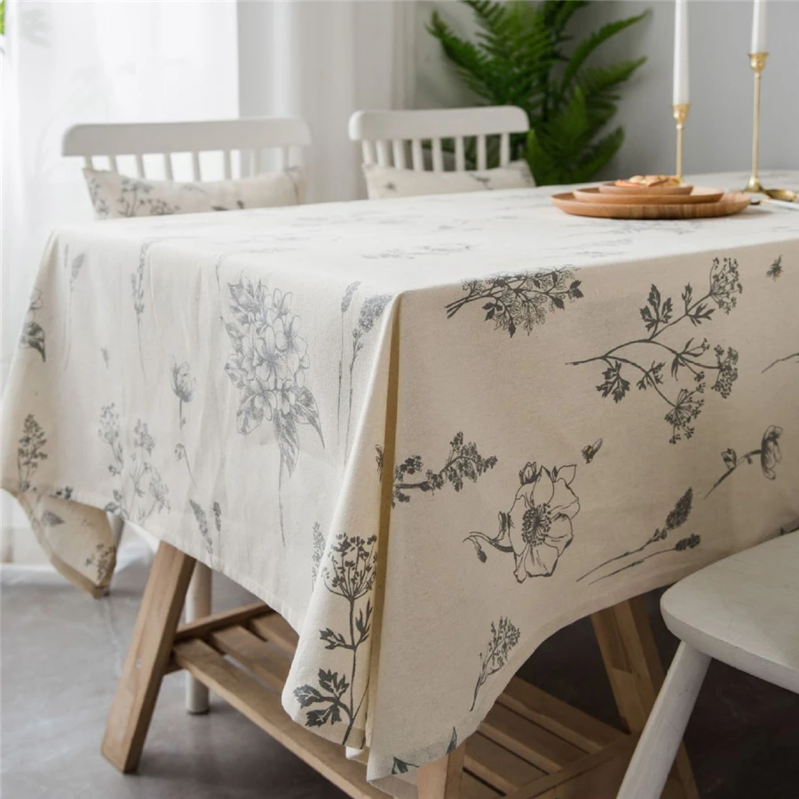 

Bee Flower Decorative Table Cloth Linen Tea Home Kitchen Tablecloth Rectangular Tablecloths Dining Table Cover Obrus Mantel Mesa