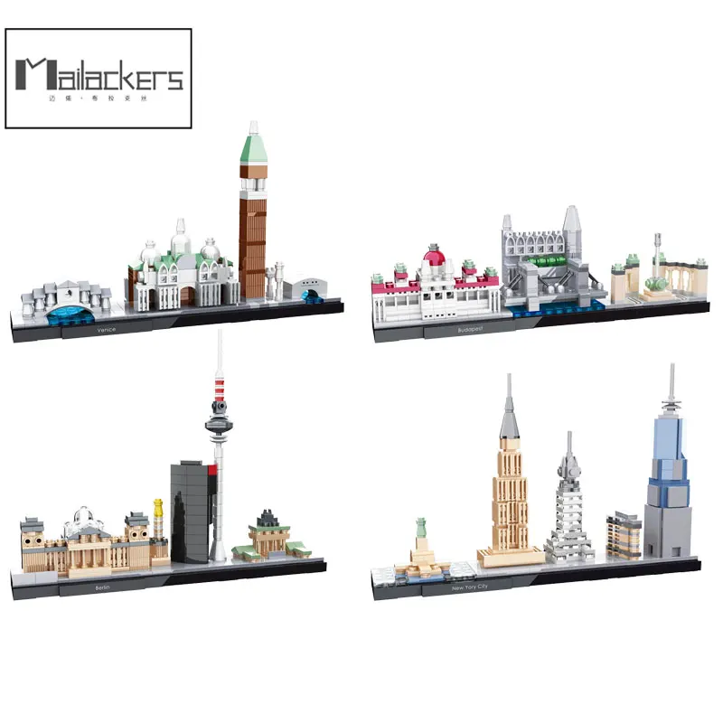2019 Legoing City House London Berlin Venice Street View Urban Architecture DIY Assembly Model Building Blocks Toys For Children
