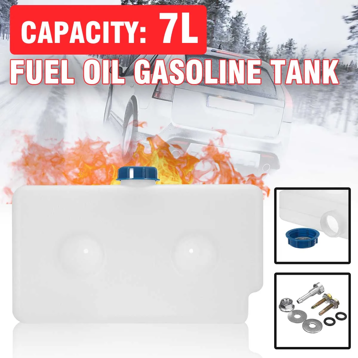Продажа Универсальный 7L 2 отверстия пластиковый топливный нефтяной бензин бак подогреватель воздуха, дизель автомобиль фургон дом на колесах парко...
