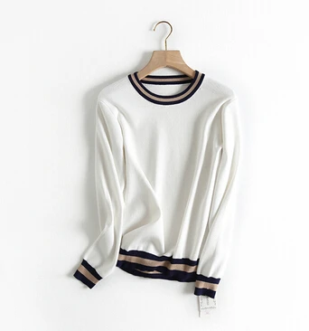 

O-Neck Women joker Sweaters Striped Sweater women Autumn Winter casual Female slim pullover chic Tops TB3097