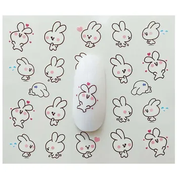 

Watermark Cute rabbit Cartoon Stickers Nail Art Water Transfer Tips Decals Beauty Temporary Tattoos Tools E21