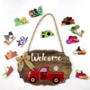 Welcome Signs for Holiday Halloween Wooden with With Interchangeable Holiday Pieces or Front Door Porch Hanging Decor 1