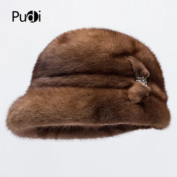 

Pudi HF7036 lady's new real mink fur hat cap women's winter nice color warm hats caps