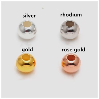 

10pcs/lot 925 Sterling Silver Round Beads Beaded Loose Silver Beads DIY Gold Plated Transit Pearlescent Accessories