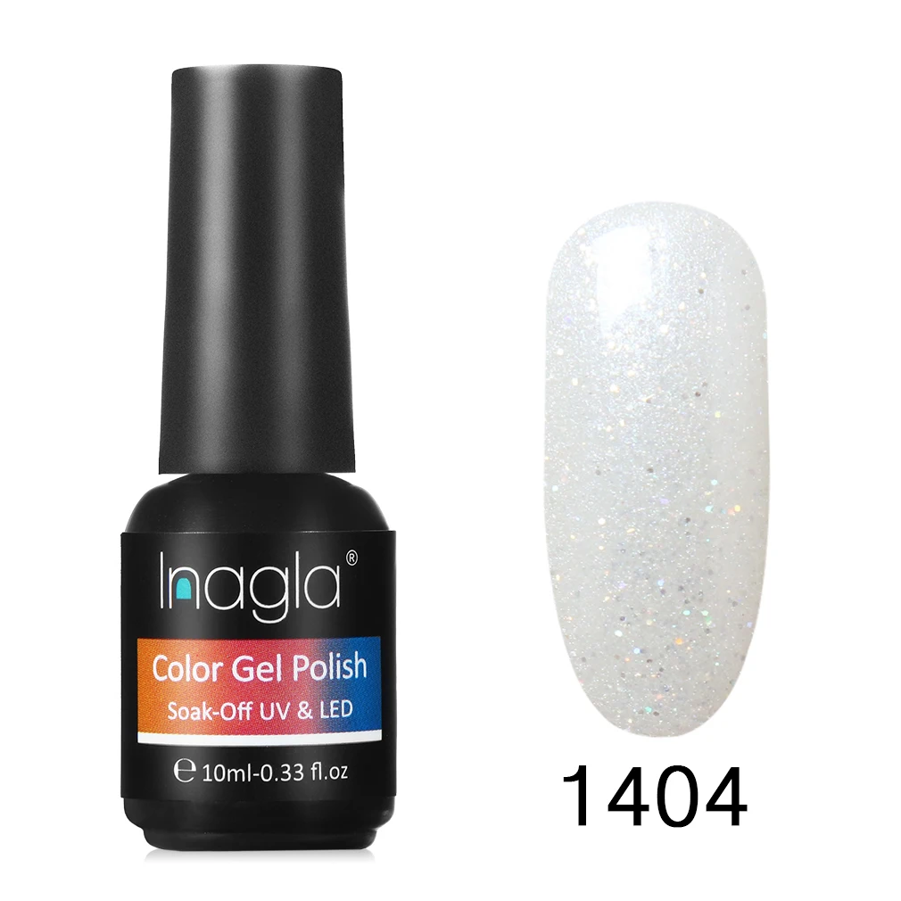 Inagla дизайн ногтей 10 мл французский белый гель-краска Кристалл лак для нейл-арта замачиваемый классический чистый цвет УФ светодиодный Гель-лак для ногтей - Цвет: 1404